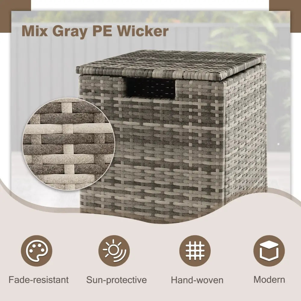 2-in-1 Patio Rattan Gas Propane Tank Cover for 20 lbs Propane Tanks-Gray - Gray - Outdoor Heating
