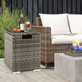 2-in-1 Patio Rattan Gas Propane Tank Cover for 20 lbs Propane Tanks-Gray - Gray - Outdoor Heating