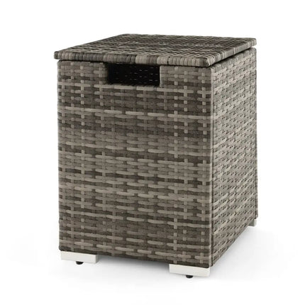 2-in-1 Patio Rattan Gas Propane Tank Cover for 20 lbs Propane Tanks-Gray - Gray - Outdoor Heating