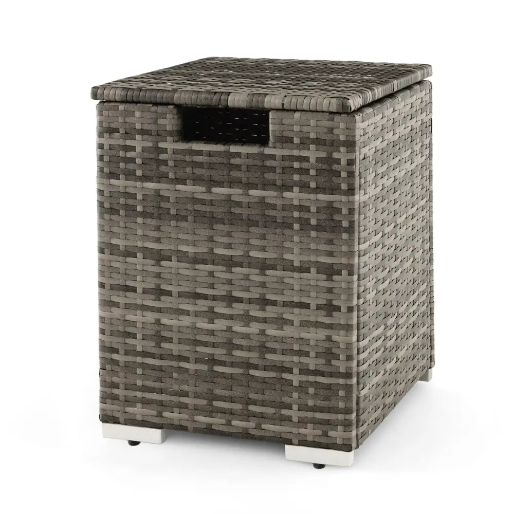 2-in-1 Patio Rattan Gas Propane Tank Cover for 20 lbs Propane Tanks-Gray - Gray - Outdoor Heating