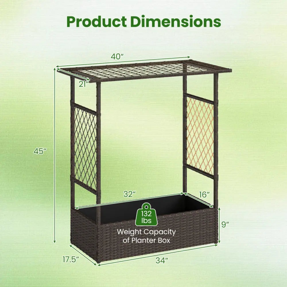 2-in-1 Raised Garden Bed with Hanging Roof and Trellises-Brown - Brown - Raised Garden Beds