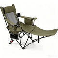 2-in-1 Reclining Camping Chair with 3-Level Adjustable Backrest-Green - Green - Camping Furniture