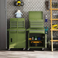 2-in-1 Rolling Tool Chest with 5 Sliding Lockable Drawers-Green - Green - Garages