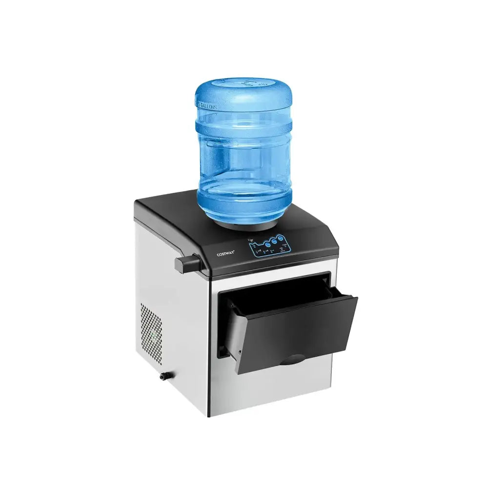2-in-1 Stainless Steel Countertop Ice Maker with Water Dispenser Costway