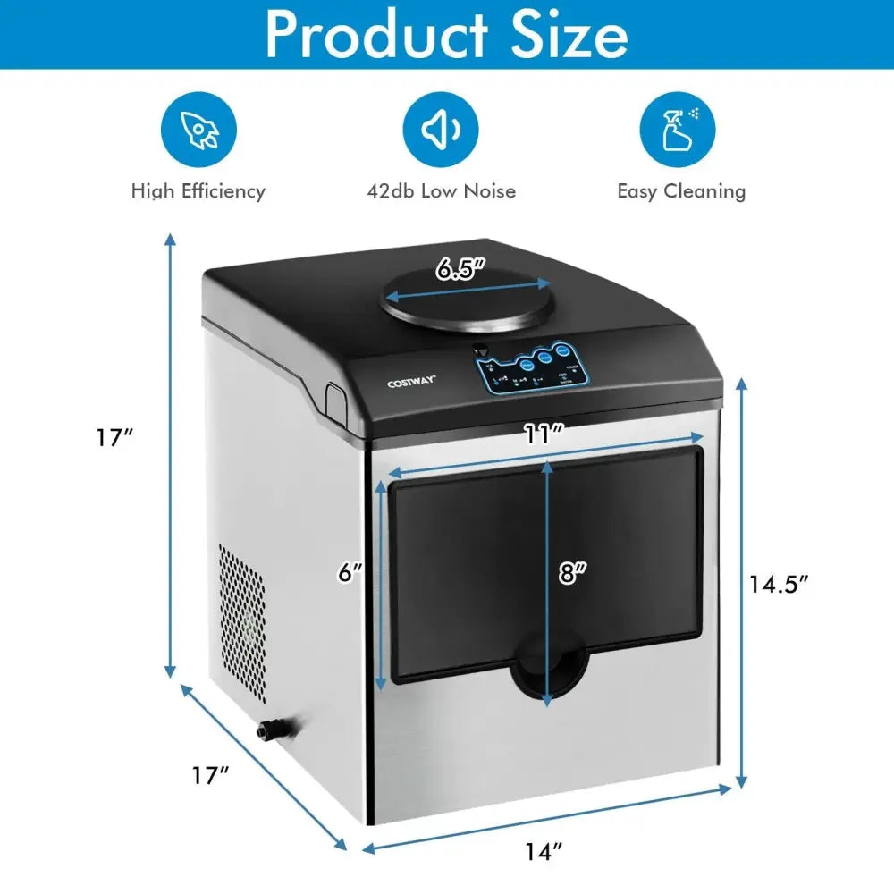2-in-1 Stainless Steel Countertop Ice Maker with Water Dispenser Costway