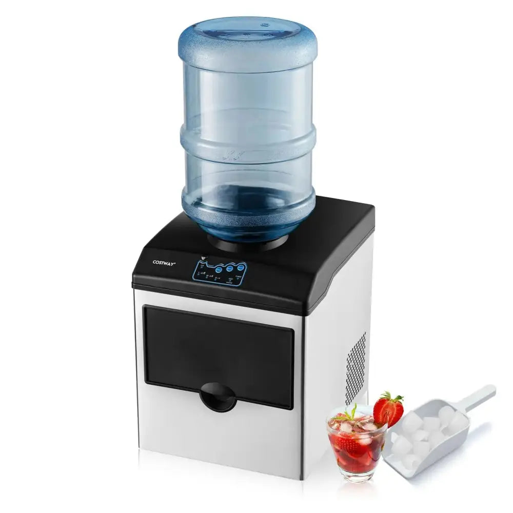 2-in-1 Stainless Steel Countertop Ice Maker with Water Dispenser Costway