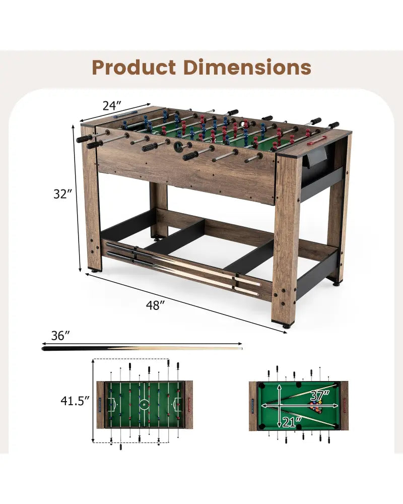 2-in-1 Swivel Foosball and Pool Combo Game Table -Natural - Natural - Game Room