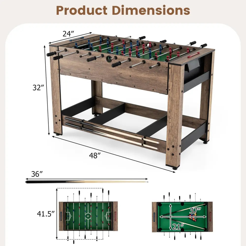 2-in-1 Swivel Foosball and Pool Combo Game Table -Natural - Natural - Game Room