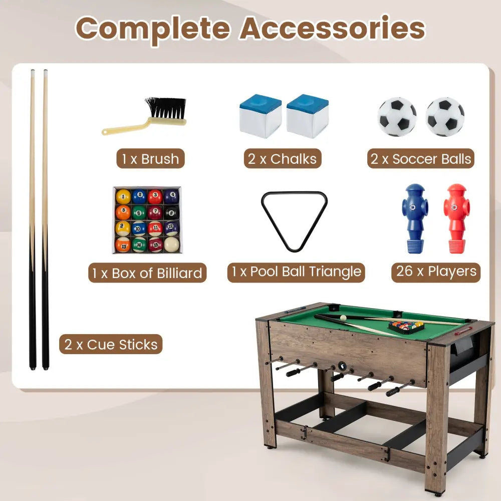 2-in-1 Swivel Foosball and Pool Combo Game Table -Natural - Natural - Game Room
