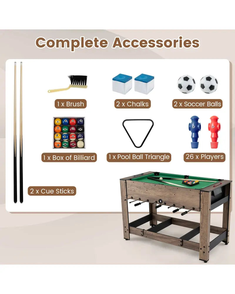 2-in-1 Swivel Foosball and Pool Combo Game Table -Natural - Natural - Game Room