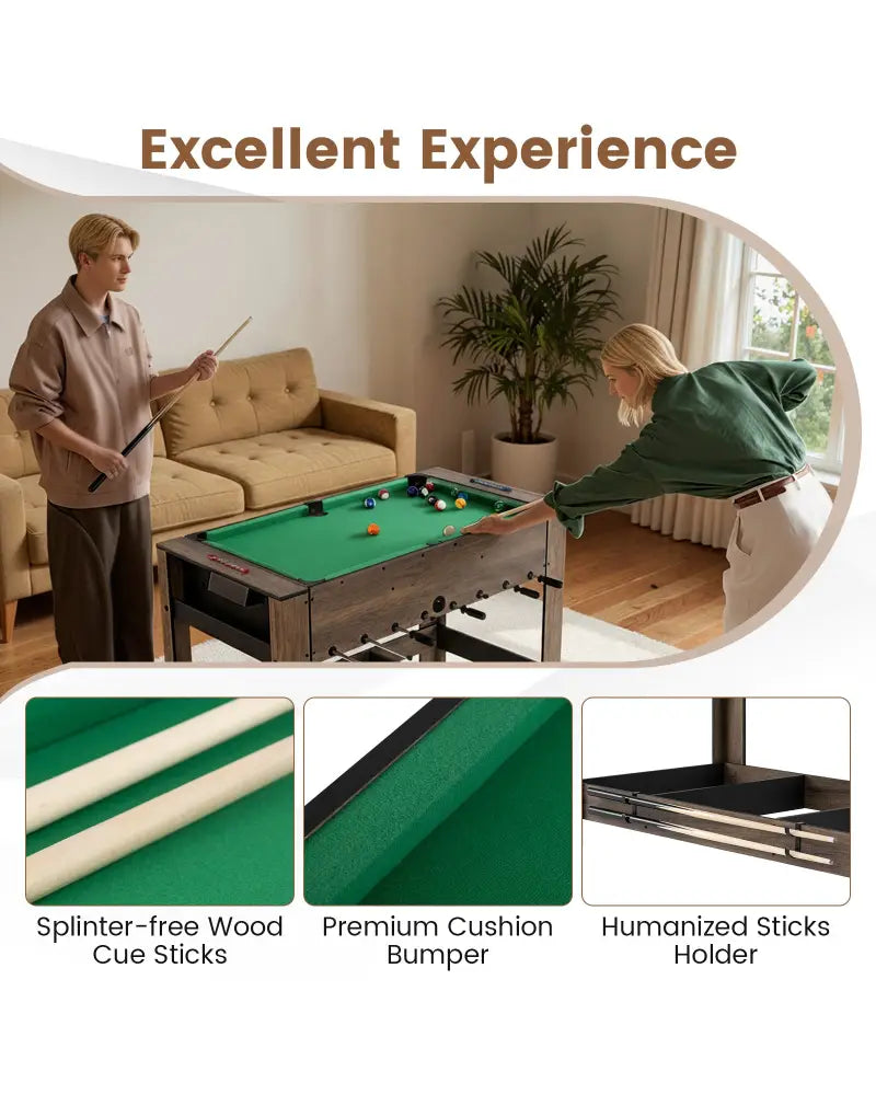 2-in-1 Swivel Foosball and Pool Combo Game Table -Natural - Natural - Game Room