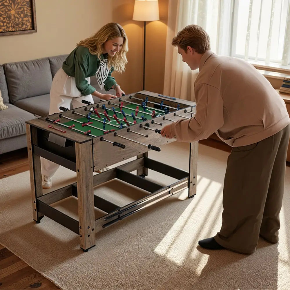 2-in-1 Swivel Foosball and Pool Combo Game Table -Natural - Natural - Game Room