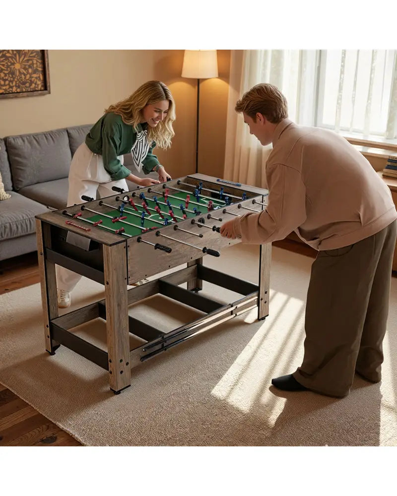 2-in-1 Swivel Foosball and Pool Combo Game Table -Natural - Natural - Game Room