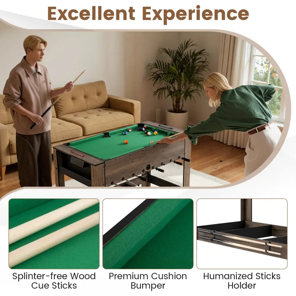 2-in-1 Swivel Foosball and Pool Combo Game Table -Natural - Natural - Game Room