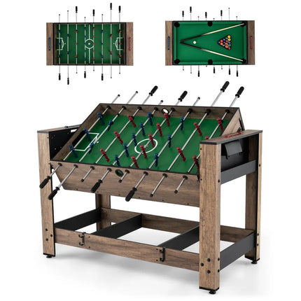2-in-1 Swivel Foosball and Pool Combo Game Table -Natural - Natural - Game Room