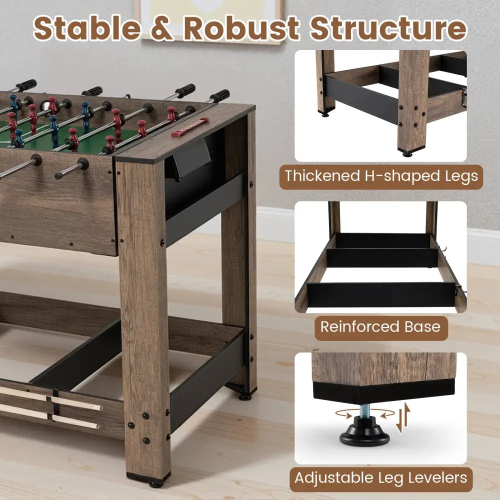 2-in-1 Swivel Foosball and Pool Combo Game Table -Natural - Natural - Game Room