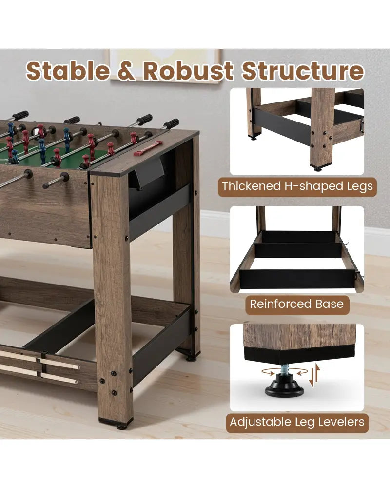 2-in-1 Swivel Foosball and Pool Combo Game Table -Natural - Natural - Game Room