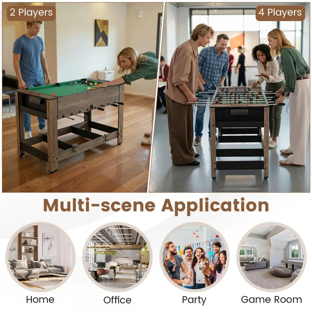 2-in-1 Swivel Foosball and Pool Combo Game Table -Natural - Natural - Game Room
