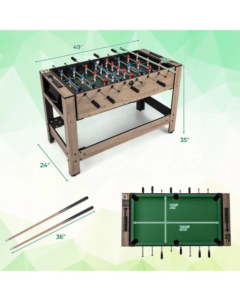 2-in-1 Swivel Game Table for Teens Adults-Brown - Brown - Game Room