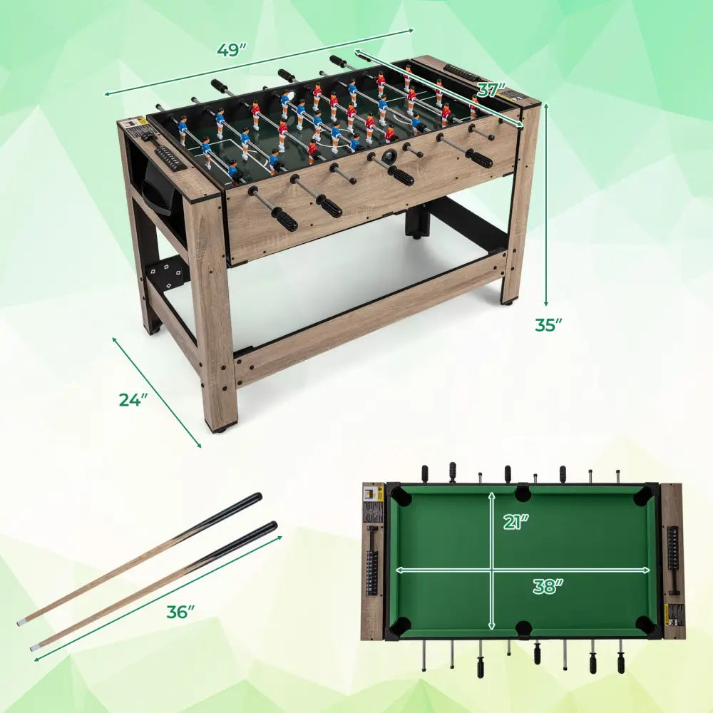 2-in-1 Swivel Game Table for Teens Adults-Brown - Brown - Game Room