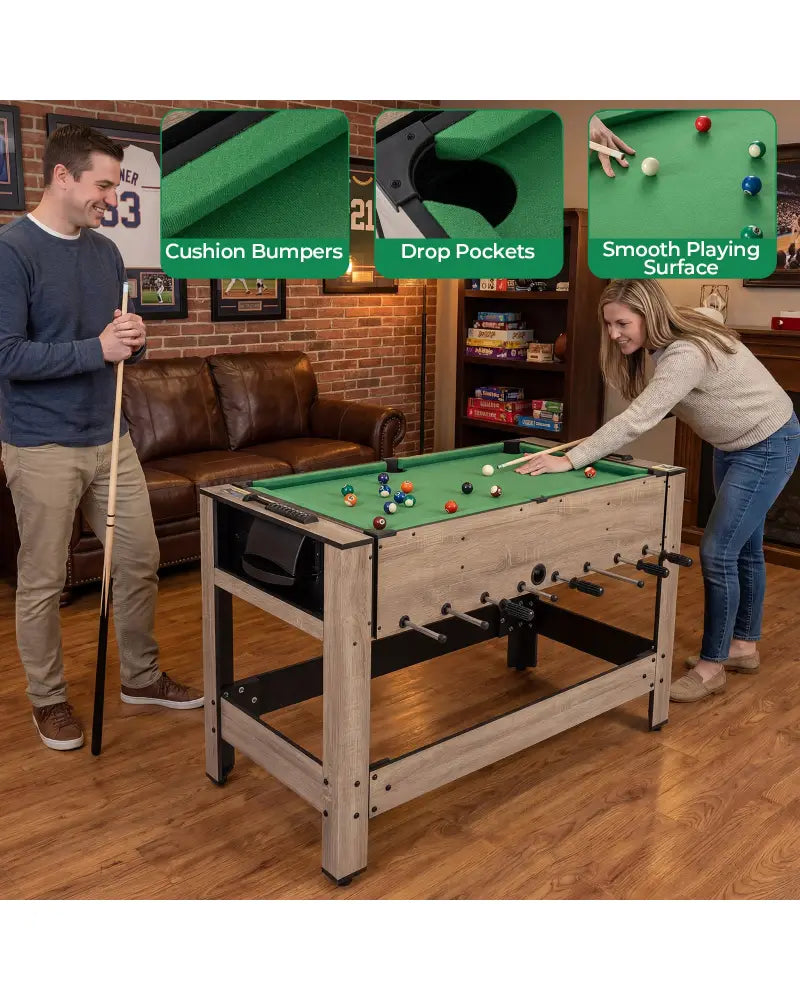 2-in-1 Swivel Game Table for Teens Adults-Brown - Brown - Game Room