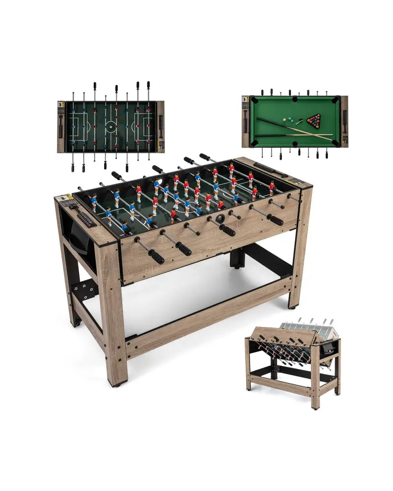 2-in-1 Swivel Game Table for Teens Adults-Brown - Brown - Game Room