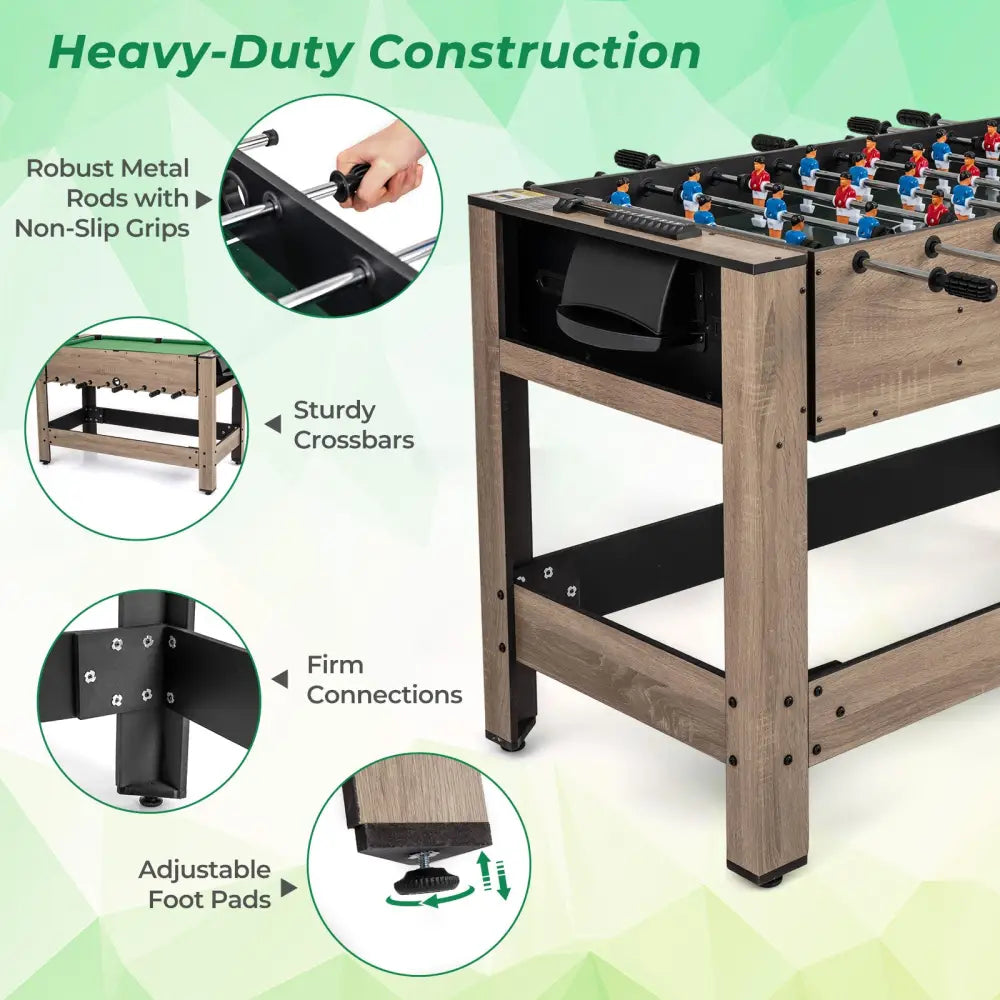 2-in-1 Swivel Game Table for Teens Adults-Brown - Brown - Game Room
