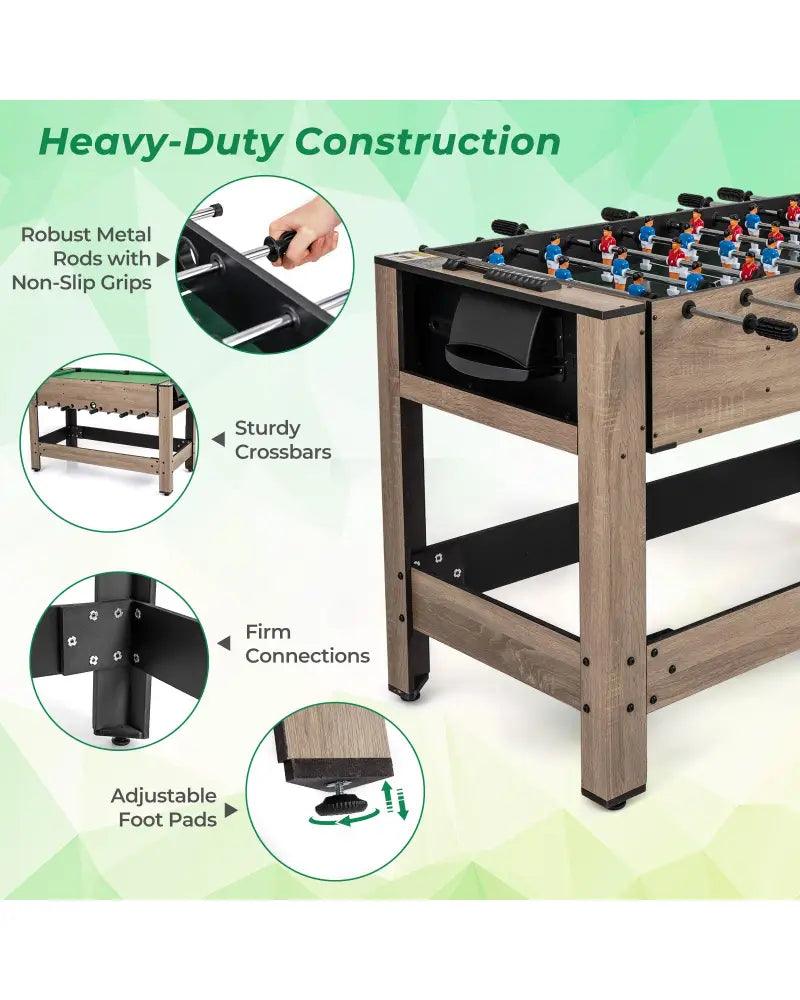 2-in-1 Swivel Game Table for Teens Adults-Brown - Brown - Game Room