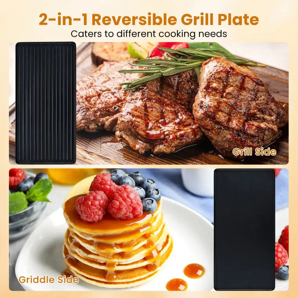 2-in-1 Table Grill and Griddle with Reversible Nonstick Plate for 8 - Cookware & Bakeware