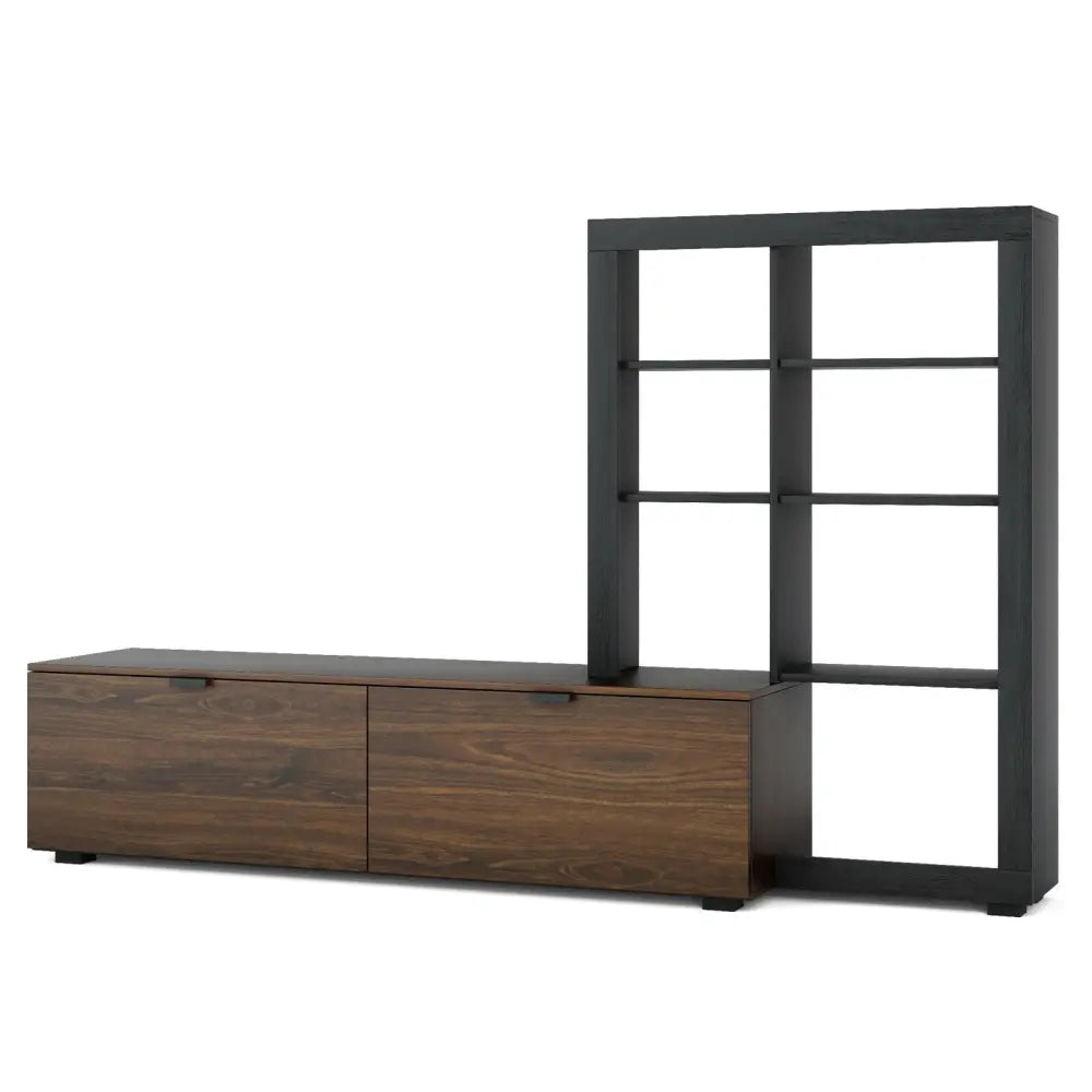 2-In-1 TV Stand with 4-tier Bookshelf for TVs up to 50 Inch - Brown - Entertainment Centers & TV Stands