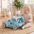 2-in-1 Wooden Baby Walker with Adjustable Speed and Bottom Storage-Blue - Blue - Baby Activity