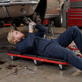 2-in-1 Z-Shaped Rolling Garage Stool 36’’ Folding Flat Automotive Creeper-Red - Red - Garages