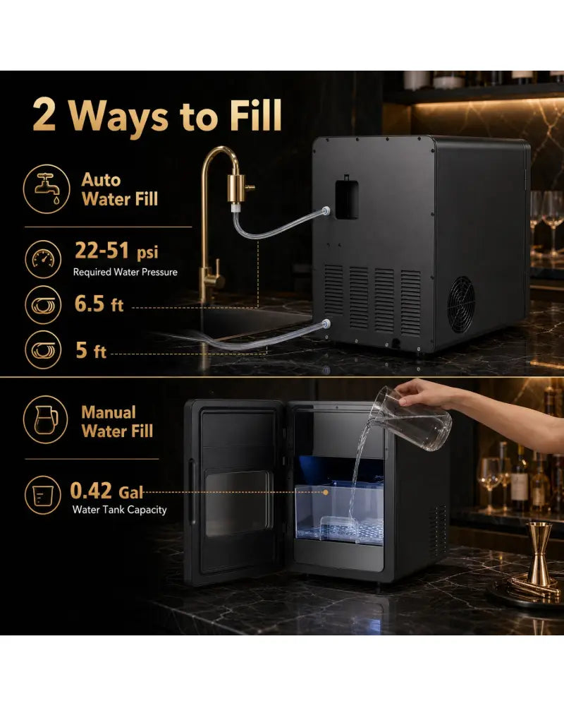 2 Inch Countertop Ice Ball Maker with 4 Ice Balls Made in 38 Minutes-Black - Black - Ice Makers