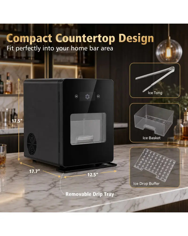 2 Inch Countertop Ice Ball Maker with 4 Ice Balls Made in 38 Minutes-Black - Black - Ice Makers