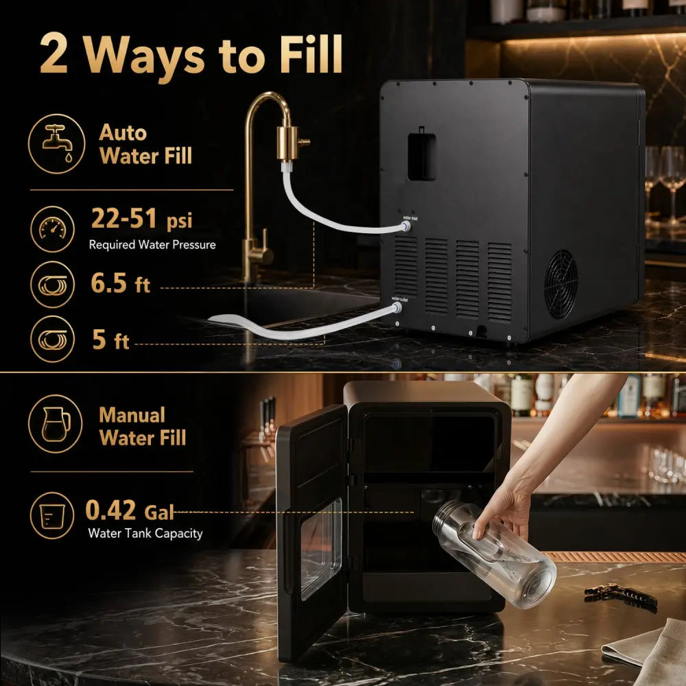 2 Inch Countertop Ice Ball Maker with 4 Ice Balls Made in 38 Minutes-Black - Black - Ice Makers
