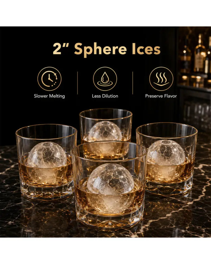 2 Inch Countertop Ice Ball Maker with 4 Ice Balls Made in 38 Minutes-Black - Black - Ice Makers