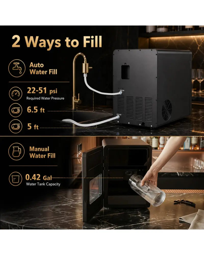 2 Inch Countertop Ice Ball Maker with 4 Ice Balls Made in 38 Minutes-Black - Black - Ice Makers