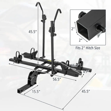 2 Inch Hitch Mount Bike Rack 2-Bike Platform Style Carrier with Tilt-able Design for Easy Trunk Access - Black - Garages