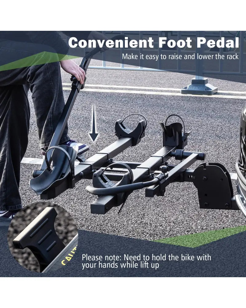 2 Inch Hitch Mount Bike Rack 2-Bike Platform Style Carrier with Tilt-able Design for Easy Trunk Access - Black - Garages