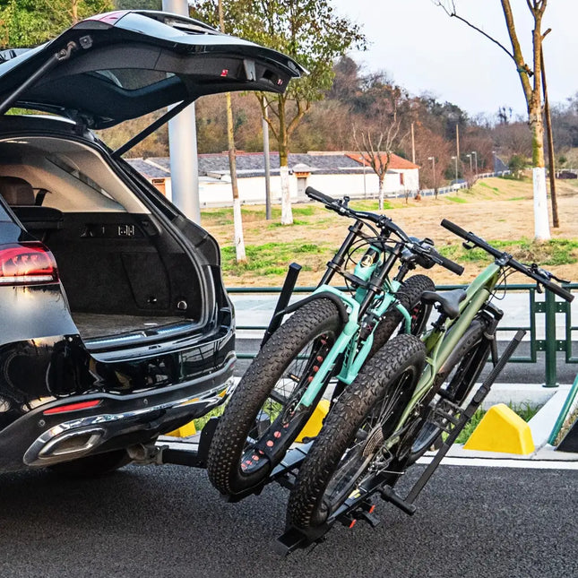 2 Inch Hitch Mount Bike Rack 2-Bike Platform Style Carrier with Tilt-able Design for Easy Trunk Access - Black - Garages