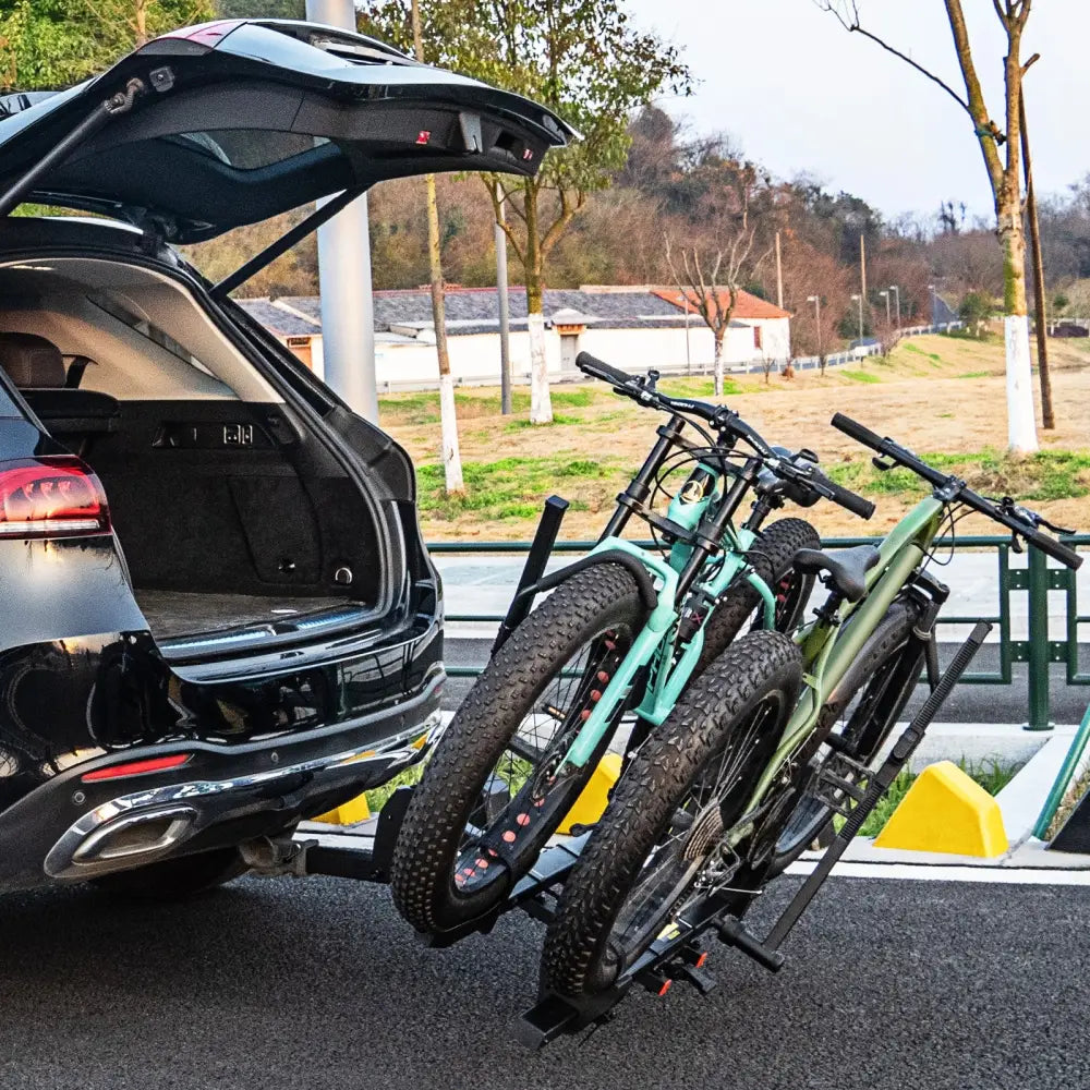 2 Inch Hitch Mount Bike Rack 2-Bike Platform Style Carrier with Tilt-able Design for Easy Trunk Access - Black - Garages