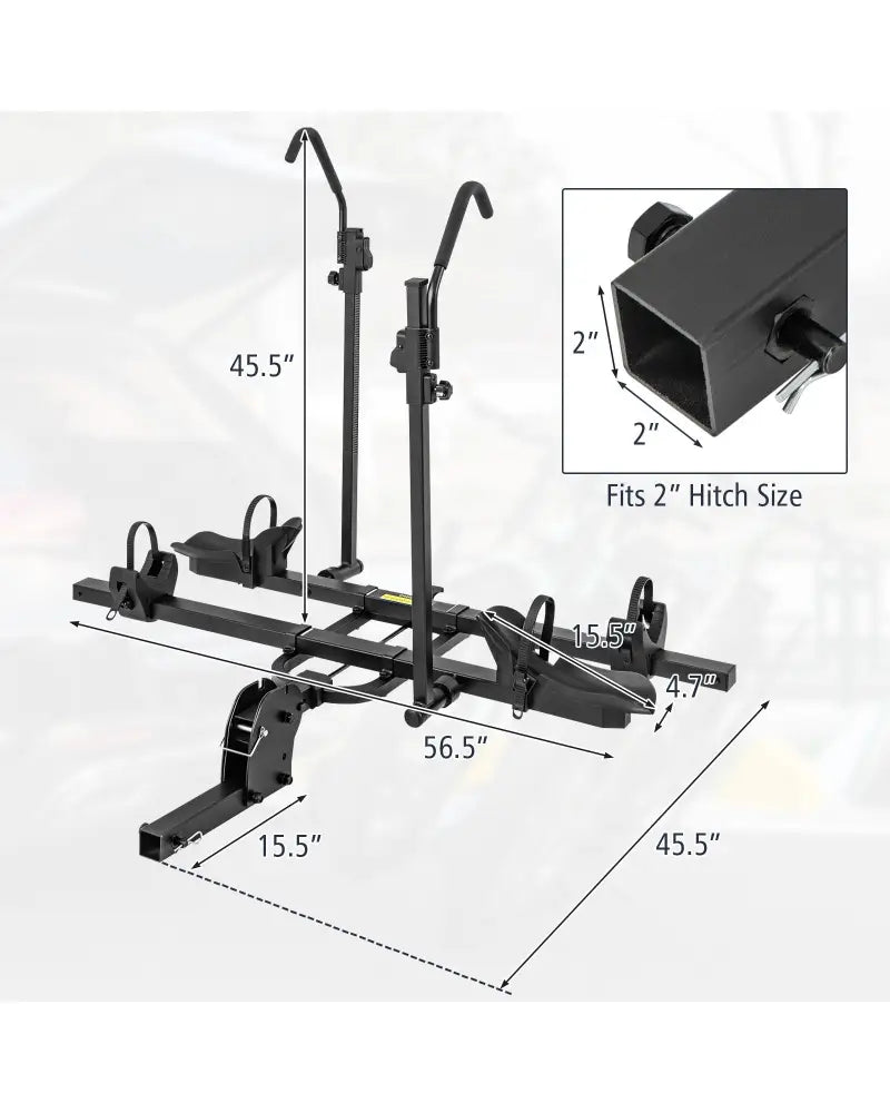 2 Inch Hitch Mount Bike Rack 2-Bike Platform Style Carrier with Tilt-able Design for Easy Trunk Access - Black - Garages