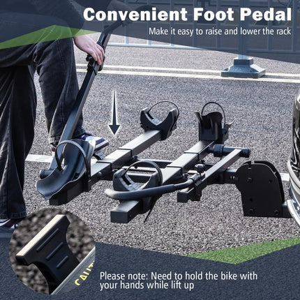 2 Inch Hitch Mount Bike Rack 2-Bike Platform Style Carrier with Tilt-able Design for Easy Trunk Access - Black - Garages