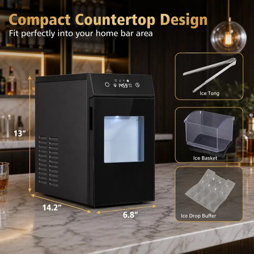 2 Inch Ice Ball Maker Countertop with Self-Cleaning and 8H Timer-Black - Black - Ice Makers