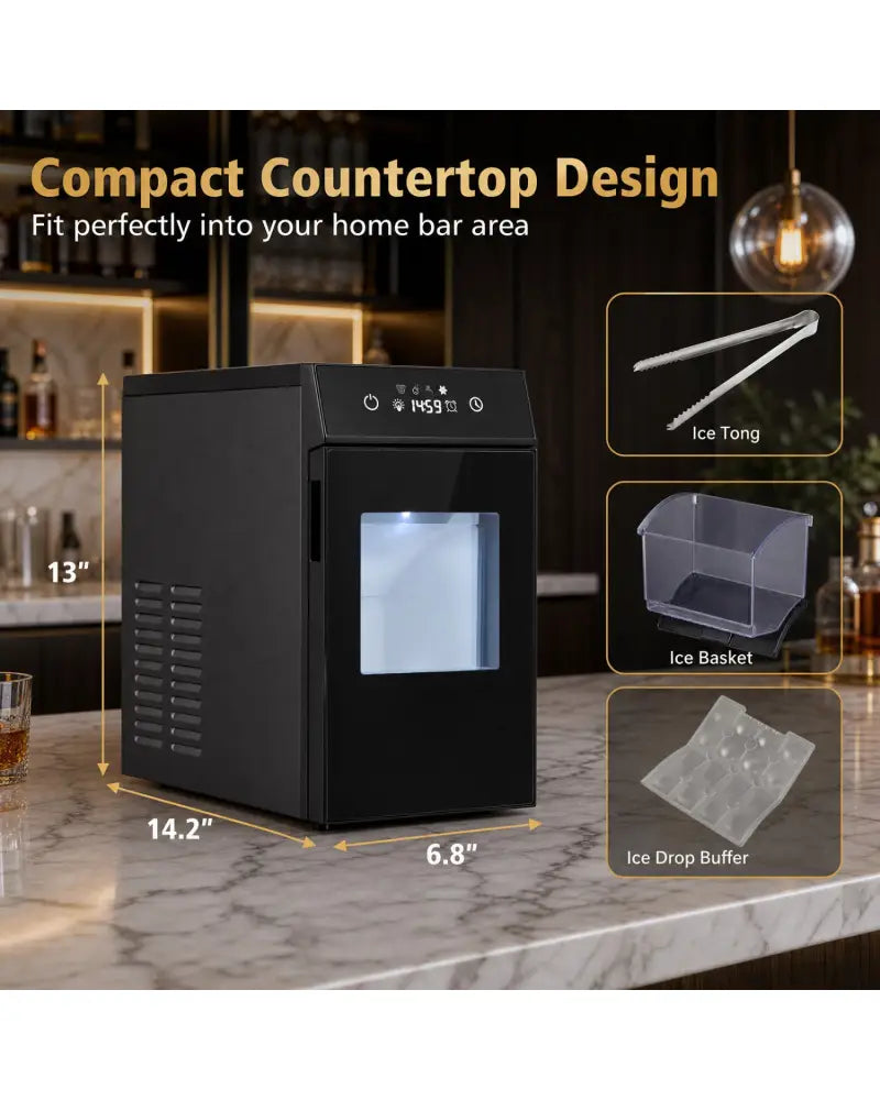 2 Inch Ice Ball Maker Countertop with Self-Cleaning and 8H Timer-Black - Black - Ice Makers