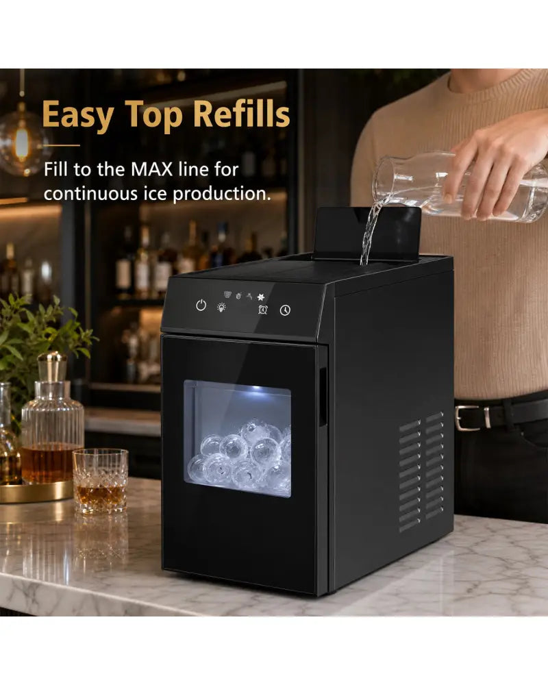 2 Inch Ice Ball Maker Countertop with Self-Cleaning and 8H Timer-Black - Black - Ice Makers