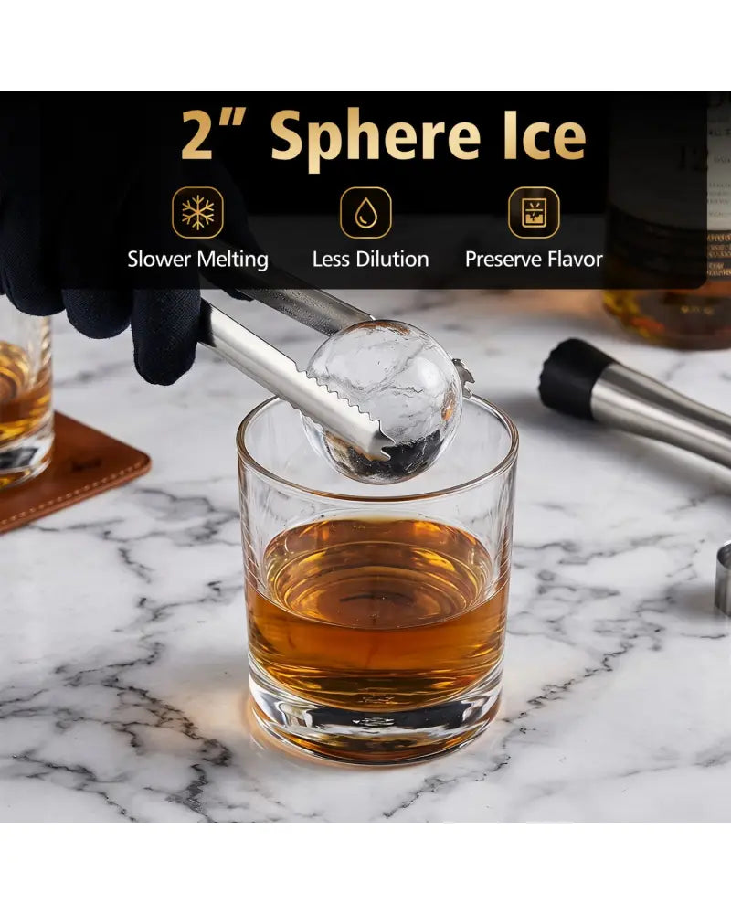 2 Inch Ice Ball Maker Countertop with Self-Cleaning and 8H Timer-Black - Black - Ice Makers