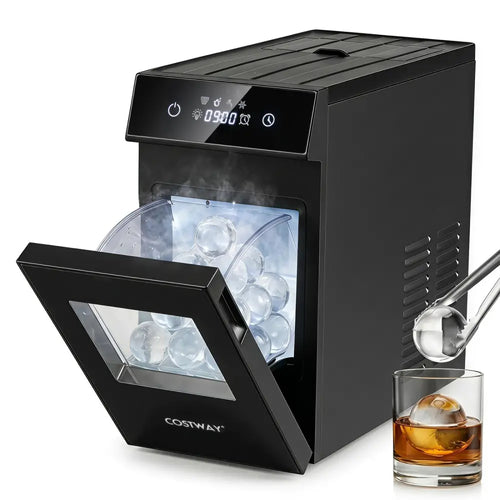 2 Inch Ice Ball Maker Countertop with Self-Cleaning and 8H Timer-Black - Black - Ice Makers