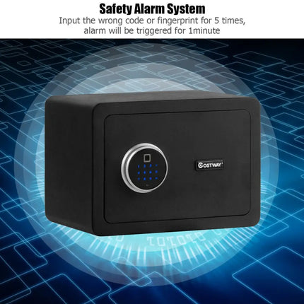 2-Layer Security Safe Deposit Box with Inner LED Light - Black - Safe Box