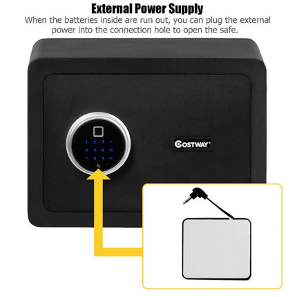 2-Layer Security Safe Deposit Box with Inner LED Light - Black - Safe Box